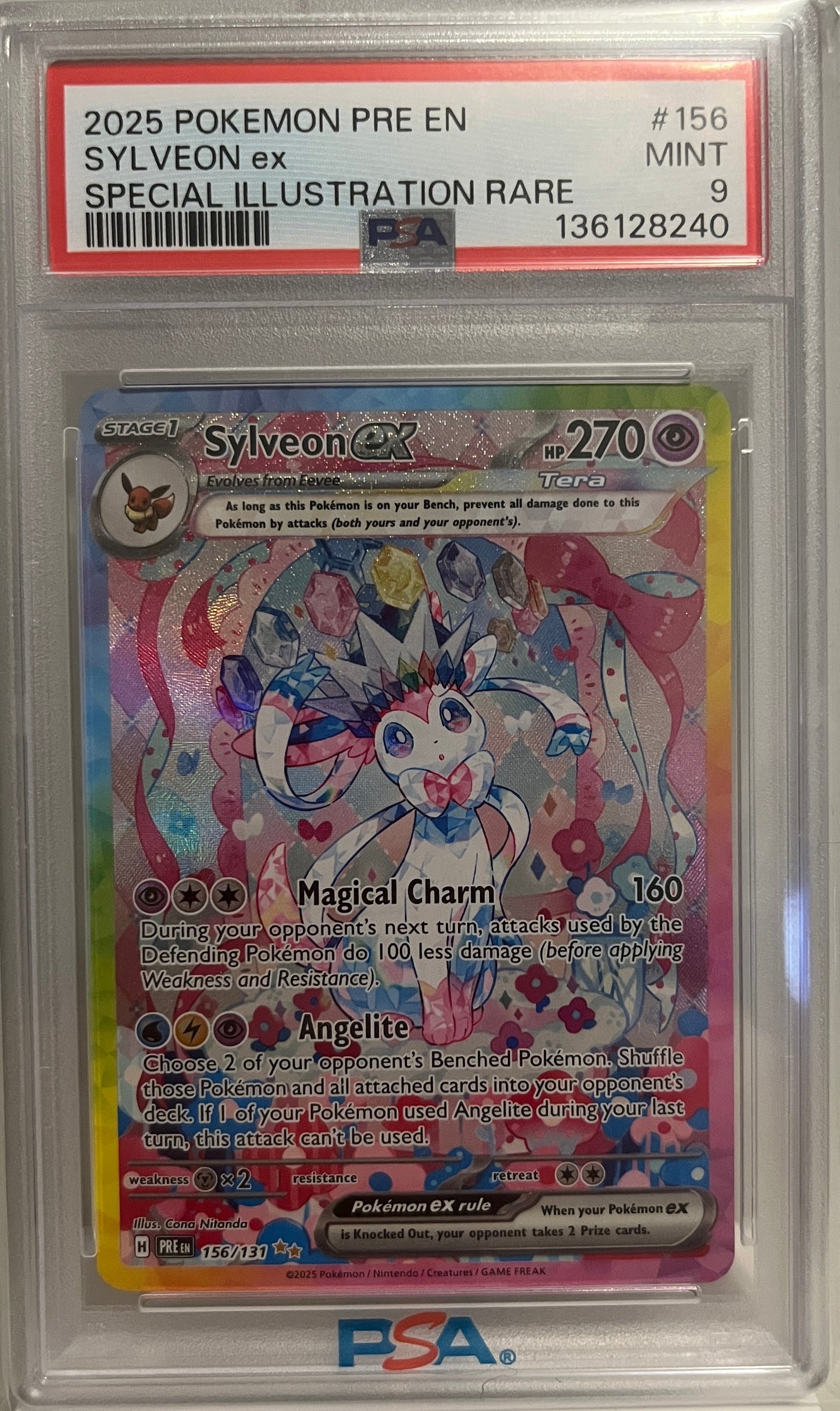 Pokémon trading card featuring Sylveon EX with PSA grading label